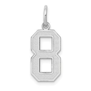 14k White Gold, Jersey Collection, Medium Number 8 Pendant